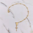 Pulso Denario Virgen Milagrosa 2.45gr / 19cm / 2.7mm Bolas Diamantadas Oro Amarillo 18K #