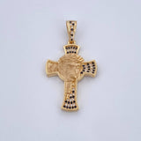 Dije Cruz Rostro Cristo 6.65gr / 4.2cm / Circones Negros Blancos Oro Amarillo 18K &