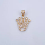 Dije Corona RX 3.85gr / 3cm / Circones Blancos Oro Amarillo 18K &