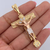 Dije Cruz Cristo Milagroso De Buga 9.3gr / 5.5cm / Circones Blancos Tres Oros 18K &