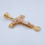 Dije Cruz Cristo Milagroso De Buga 9.3gr / 5.5cm / Circones Blancos Tres Oros 18K &