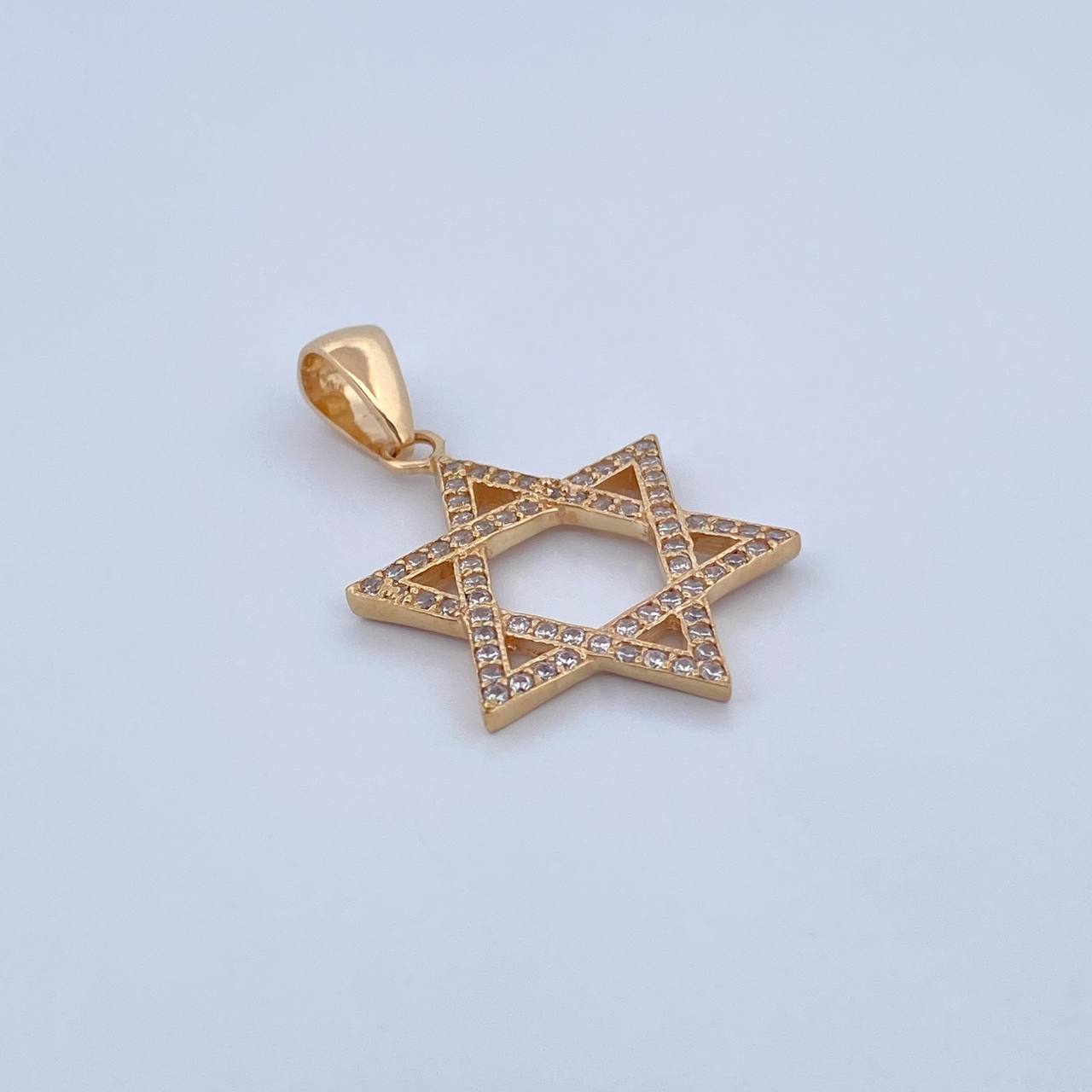 Dije Estrella De David 3.25gr / 3.4cm / Circones Blancos Oro Amarillo 18K &