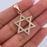 Dije Estrella De David 3.25gr / 3.4cm / Circones Blancos Oro Amarillo 18K &