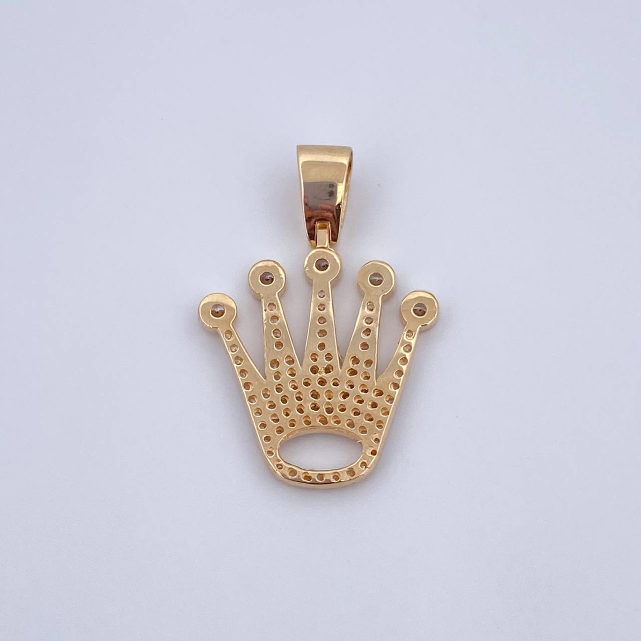Dije Corona RX 3.85gr / 3cm / Circones Blancos Oro Amarillo 18K &