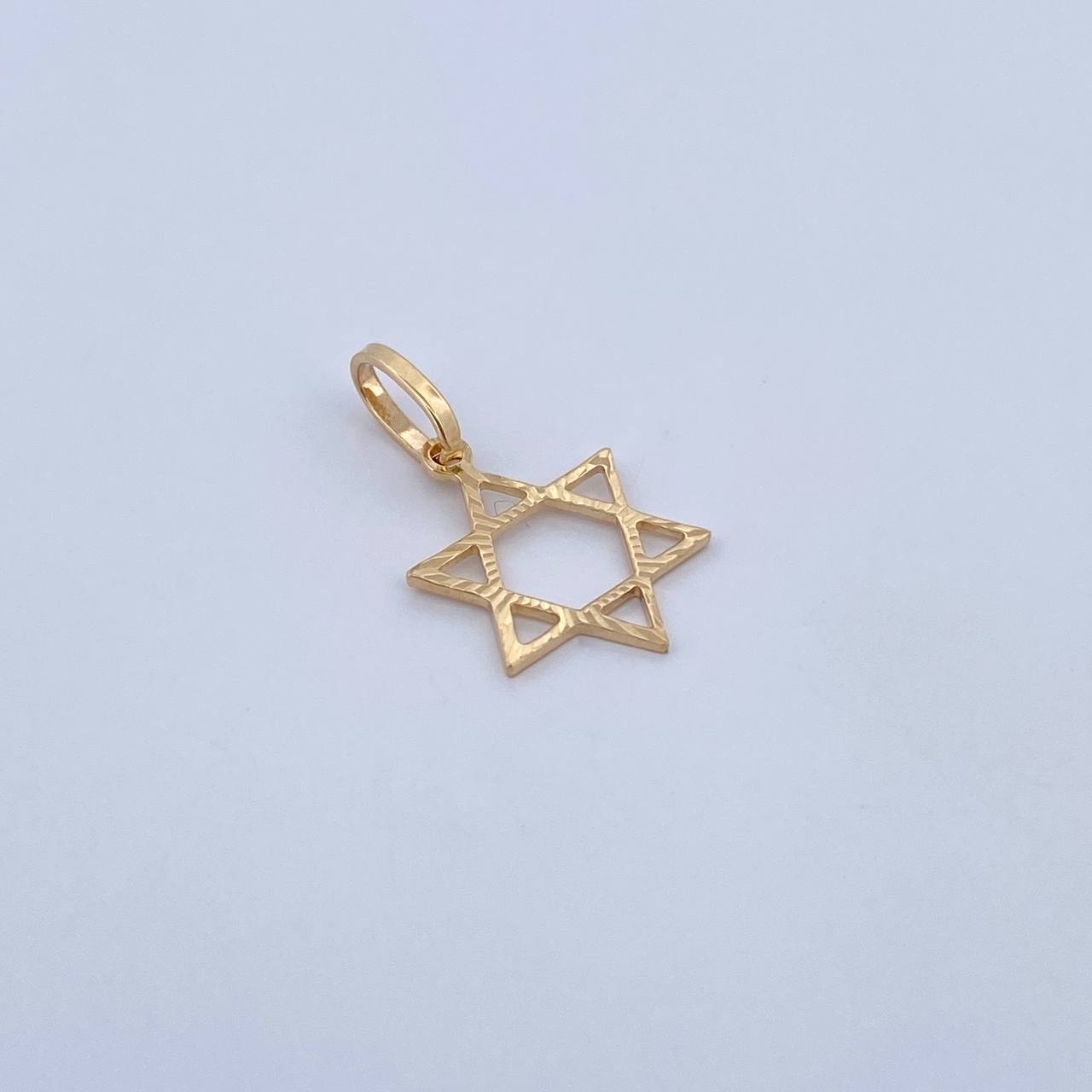 Dije Estrella De David 0.55gr / 2.1cm / Diamantado Oro Amarillo 18K &