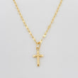 Set Cadena Flor Espejo + Dije Cruz / 1.4 g / 40 cm Oro Amarillo 18K