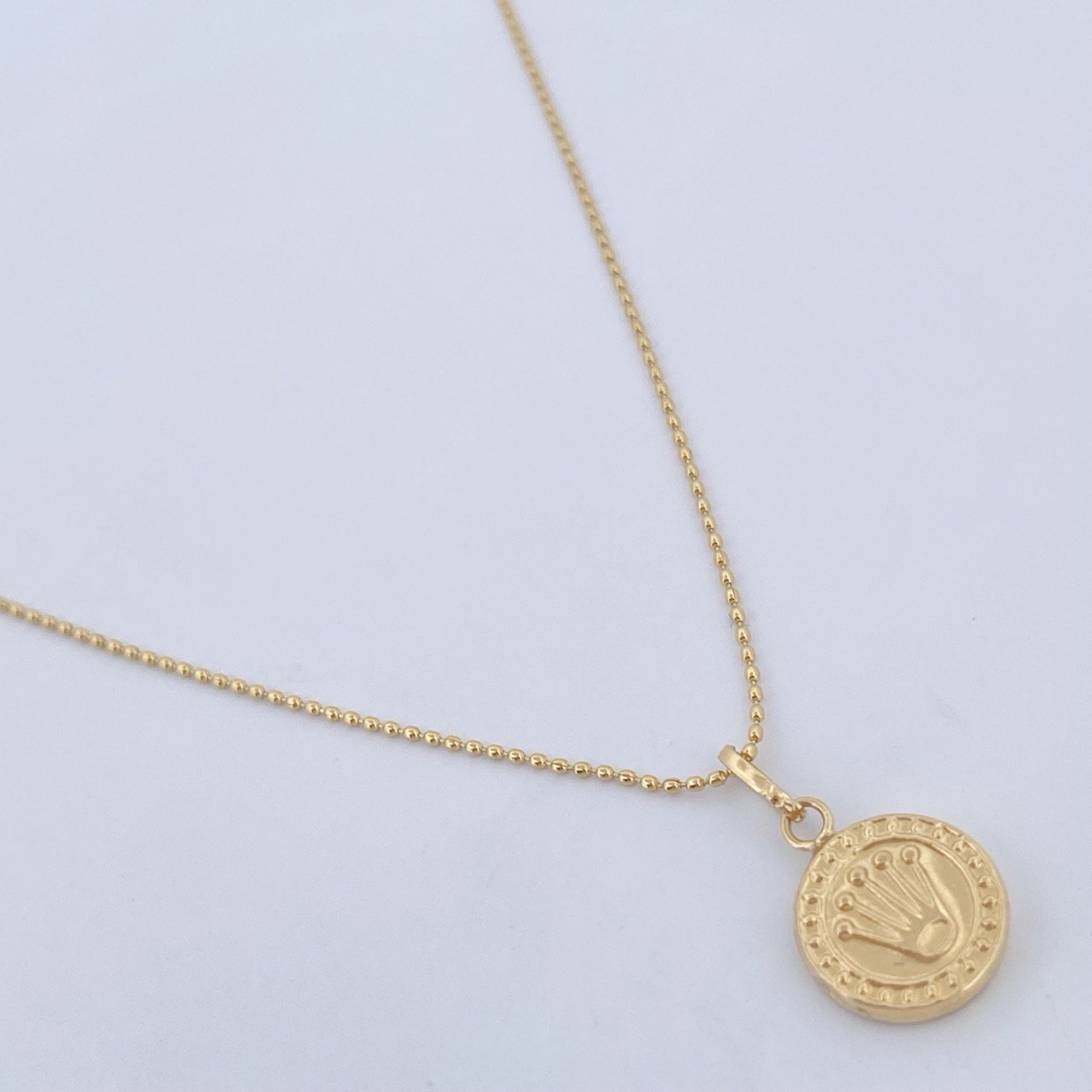 Set Cadena Militar /1.55gr/45cm/0.6mm + Dije Corona Rx /0.45gr/1.5cm Troquelado  Oro 18K (Oferta) &