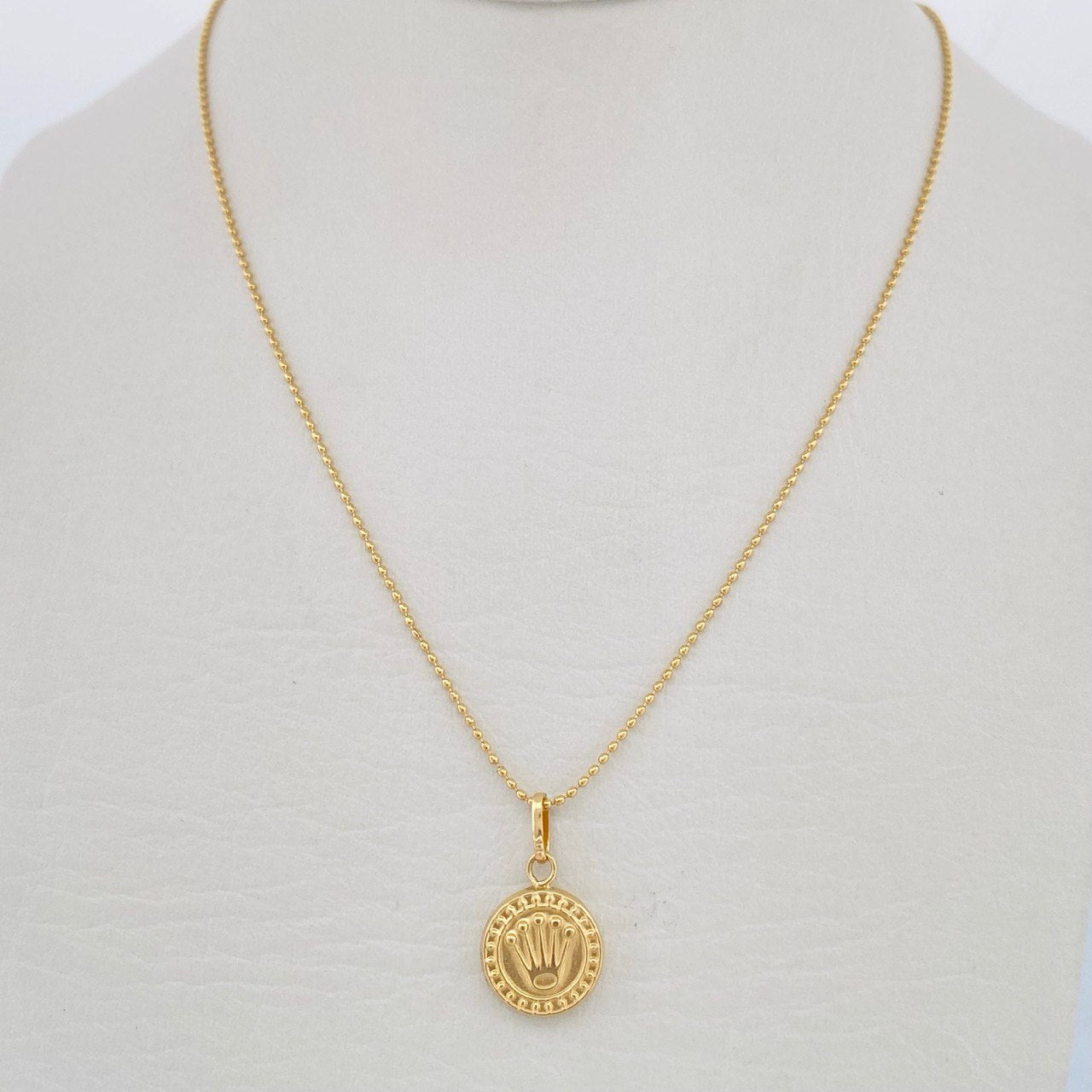 Set Cadena Militar /1.55gr/45cm/0.6mm + Dije Corona Rx /0.45gr/1.5cm Troquelado  Oro 18K (Oferta) &