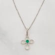 Set Cadena Veneciana + Dije Cruz Esmeralda 6pts / 1.45g / 45cm Oro Blanco 18K