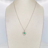 Set Cadena Veneciana + Dije Corazón Infinto Esmeralda 9pts / 1.75g / 50cm Oro Blanco 18K
