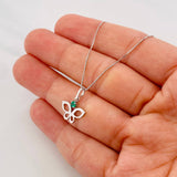 Set Cadena Veneciana + Dije Mariposa Esmeralda 7pts / 1.95g / 50cm Oro Blanco 18K