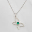 Set Cadena Veneciana + Dije Mariposa Esmeralda 9pts / 2g / 50cm Oro Blanco 18K