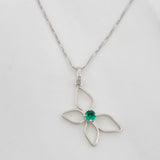 Set Cadena Veneciana + Dije Mariposa Esmeralda 9pts / 2g / 50cm Oro Blanco 18K