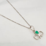 Set Cadena Veneciana + Dije Moño Esmeralda 8pts / 1.45g / 45cm Oro Blanco 18K