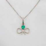 Set Cadena Veneciana + Dije Moño Esmeralda 8pts / 1.45g / 45cm Oro Blanco 18K