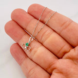 Set Cadena Veneciana + Dije Moño Esmeralda 8pts / 1.45g / 45cm Oro Blanco 18K
