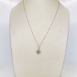 Set Cadena Veneciana + Dije Flor Esmeralda 9pts / 1.5g / 45cm Oro Blanco 18K