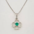 Set Cadena Veneciana + Dije Flor Esmeralda 9pts / 1.5g / 45cm Oro Blanco 18K
