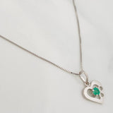 Set Cadena Veneciana + Dije Corazón Infinito Esmeralda 9pts / 1.8g / 50cm Oro Blanco 18K