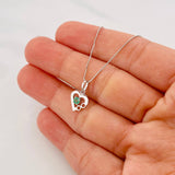 Set Cadena Veneciana + Dije Corazón Infinito Esmeralda 9pts / 1.8g / 50cm Oro Blanco 18K