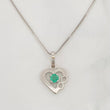 Set Cadena Veneciana + Dije Corazón Infinito Esmeralda 9pts / 1.8g / 50cm Oro Blanco 18K