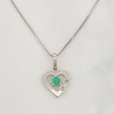 Set Cadena Veneciana + Dije Corazón Infinito Esmeralda 9pts / 1.8g / 50cm Oro Blanco 18K