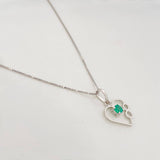 Set Cadena Veneciana + Dije Corazón Infinto Esmeralda 9pts / 1.75g / 50cm Oro Blanco 18K