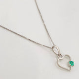 Set Cadena Veneciana + Dije Silueta Corazón Esmeralda 4pts / 1.35g / 45cm Oro Blanco 18K