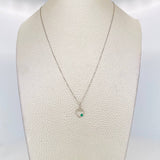 Set Cadena Veneciana + Dije Silueta Corazón Esmeralda 4pts / 1.35g / 45cm Oro Blanco 18K