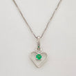 Set Cadena Veneciana + Dije Sliueta Corazón Esmeralda 4pts / 1.3g / 45cm Oro Blanco 18K