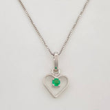 Set Cadena Veneciana + Dije Sliueta Corazón Esmeralda 4pts / 1.3g / 45cm Oro Blanco 18K