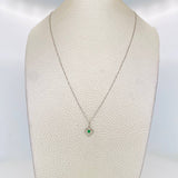 Set Cadena Veneciana + Dije Sliueta Corazón Esmeralda 4pts / 1.3g / 45cm Oro Blanco 18K