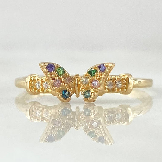 Anillo Mariposa En Relieve 1.75gr / T6 / Oro 18K