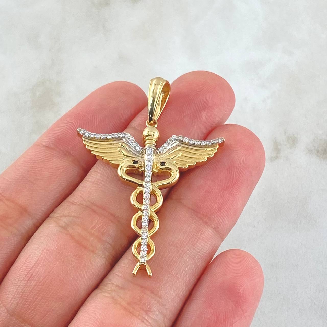 Dije Caduceo Serpiente 5.45gr / 4.3cm / Oro Amarillo 18K