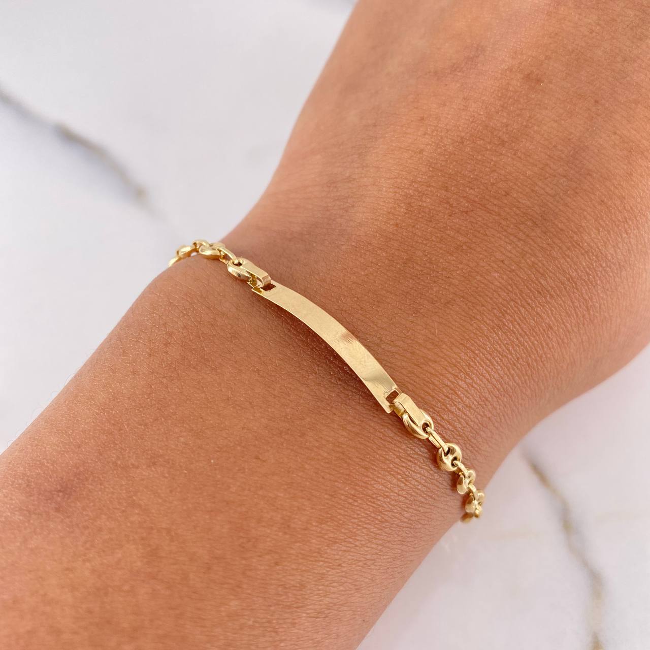 Pulso Bebé GC 2gr / 16cm / 3mm Placa Rectangular Oro Amarillo 18K &