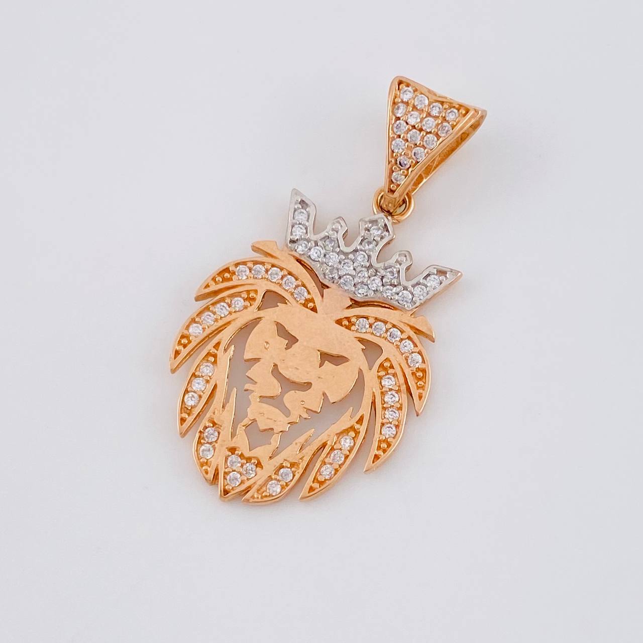 Dije León 3 g / 3.3 cm Dos Oros Blanco Rosa 18K