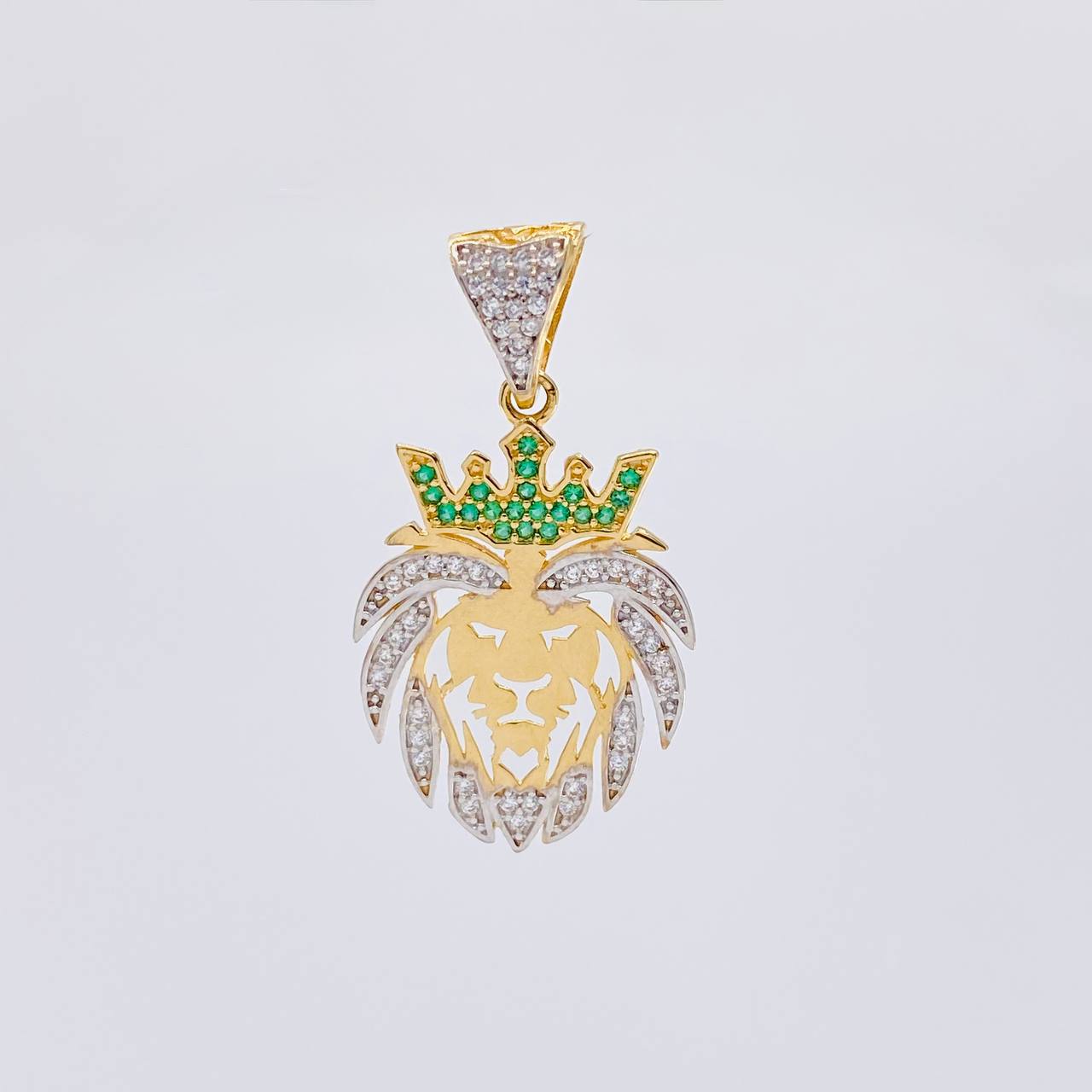 Dije León 3.25 g / 3.3 cm Dos Oros Amarillo Blanco 18K