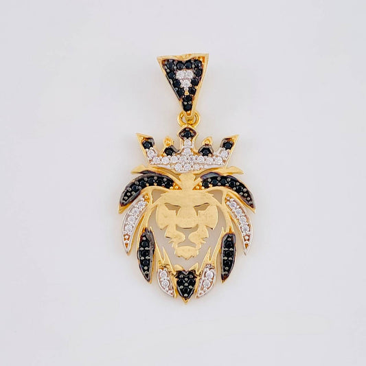Dije León 3.1 g / 3.3 cm Dos Oros Amarillo Blanco 18K