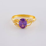 Anillo Solitario Violeta Real 1.85 g / T9 3/4 Oro Amarillo 18K