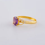 Anillo Solitario Violeta Real 1.85 g / T9 3/4 Oro Amarillo 18K