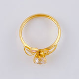 Anillo Solitario Flor De Cristal 1.6 g / T6 3/4 Oro Amarillo 18K