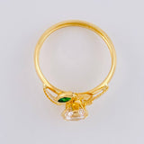 Anillo Solitario Flor De Cristal 1.65 g / T7 3/4 Oro Amarillo 18K