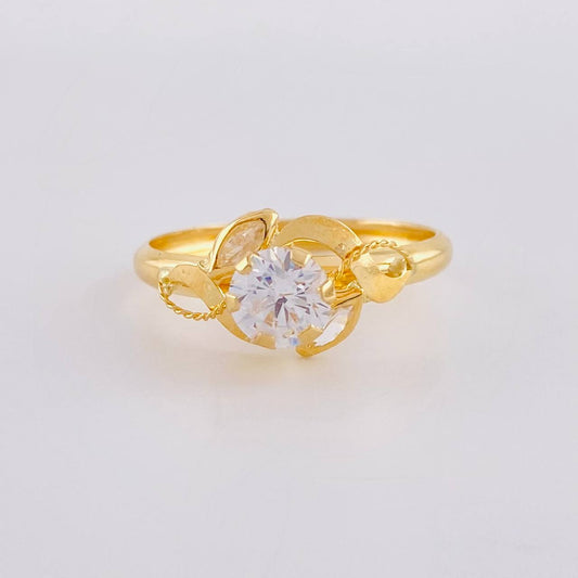 Anillo Solitario Flor De Cristal 1.65 g / T7 Oro Amarillo 18K