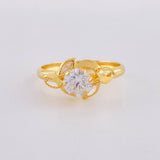 Anillo Solitario Flor De Cristal 1.65 g / T7 Oro Amarillo 18K