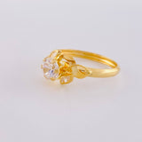 Anillo Solitario Flor De Cristal 1.7 g / T8 1/2 Oro Amarillo 18K