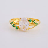 Anillo Solitario Cristal 1.85 g / T8 1/2 Oro Amarillo 18K