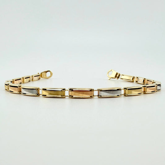 Pulso Rustico Triada 10.65gr / 21cm / 4mm Tres Oros +4 18K ©