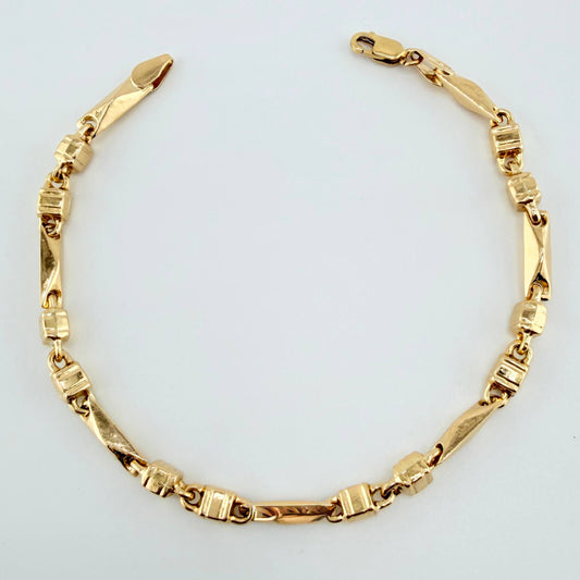 Pulso Rustico Español 6.4gr / 21cm / 3.7mm Oro Amarillo 18K ©