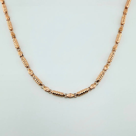 Cadena Rustica Tornillo Cilindros Rayado 15.85gr / 60cm / 4.7mm Oro Rosa 18K ©