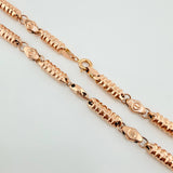 Cadena Rustica Tornillo Cilindros Rayado 15.85gr / 60cm / 4.7mm Oro Rosa 18K ©